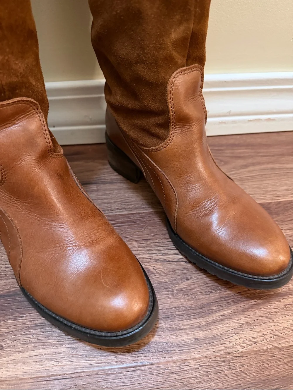 Puma Women's Tall Brown Leather and Suede Over-the-Knee Boots